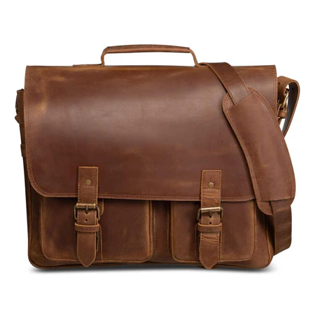 Front Pocket Leather Briefcase - Image 13